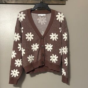 Moon River Brown and Cream Floral Cardigan